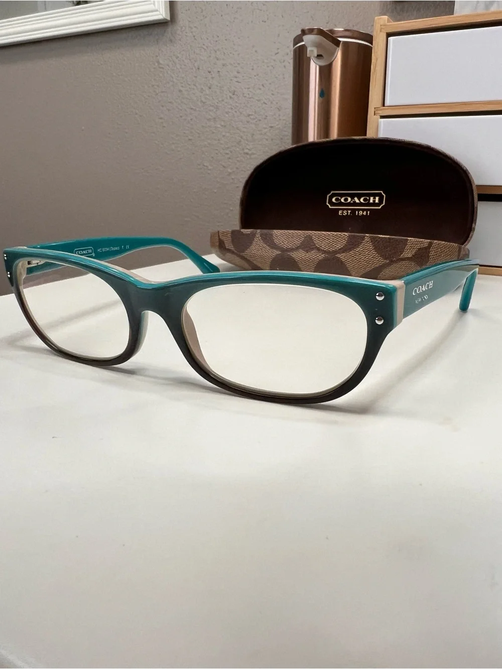 Coach Turquoise Gradient Eyeglass Frames with Case